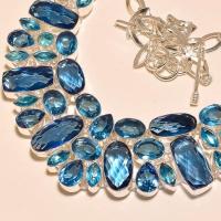 Tpz 217b collier parure sautoir topaze bleue iolite apatite bijou argent 925 vente achat