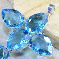 Tpz 223b croix pendentif pierre topaze bleue suisse gemme taille bijou argent 925 vente achat