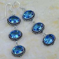 Tpz 225a boucles oreilles pendant topaze bleue iolite apatite bijou argent 925 vente achat 1