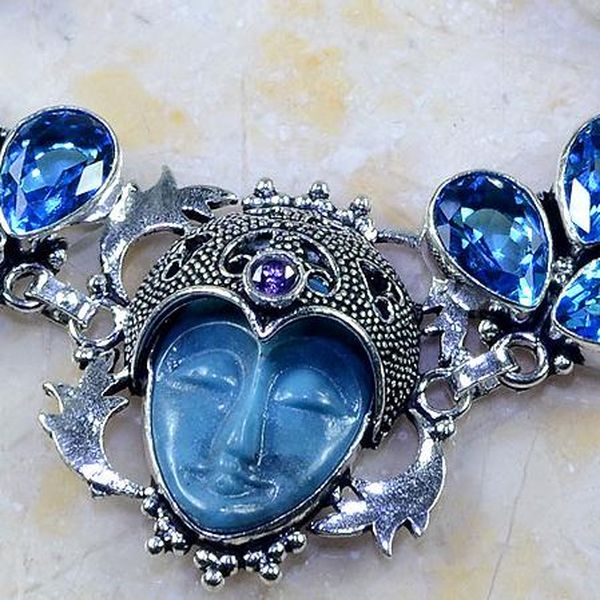 Tpz 250c bracelet bouddha jaspe topaze iolite bleue esoterique bijou argent 925 vente achat