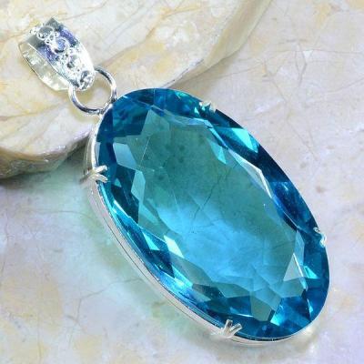 Tpz 255a pendentif pierre topaze bleu suisse gemme lithotherapie bijou argent 925 vente achat