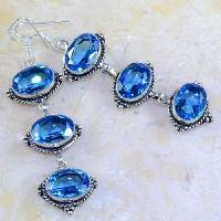 Tpz 256a boucles pendants oreilles topaze bleue suisse argent 925 vente achat