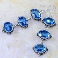 Tpz 256b boucles pendants oreilles topaze bleue suisse argent 925 vente achat