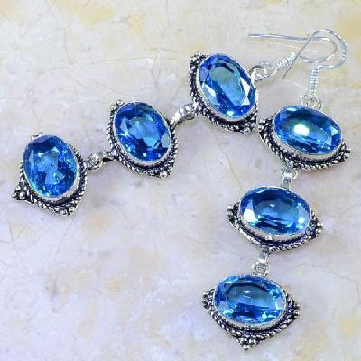 Tpz 256a boucles pendants oreilles topaze bleue suisse argent 925 vente achat