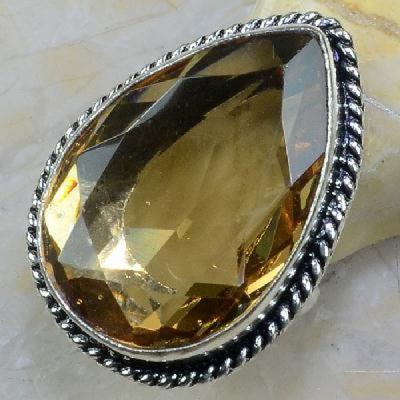 Tpz 258a bague t60 topaze imperiale champagne pierre taillee bijoux argent 925 vente achat