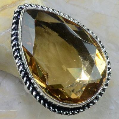 Tpz 258a bague t60 topaze imperiale champagne pierre taillee bijoux argent 925 vente achat