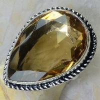 Tpz 258c bague t60 topaze imperiale champagne pierre taillee bijoux argent 925 vente achat