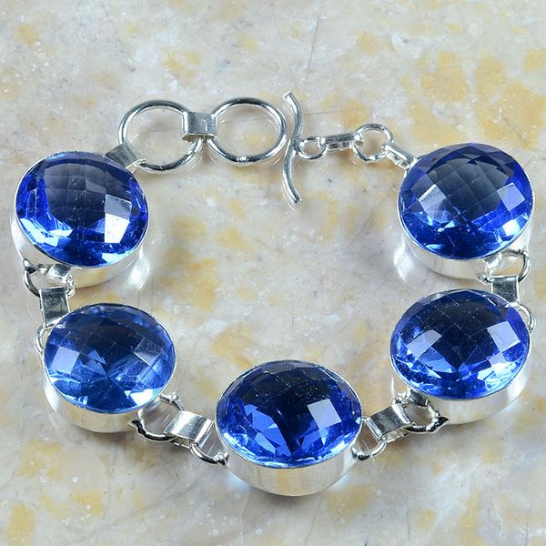 Tpz 263a bracelet topaze iolite bleue bijou argent 925 vente achat 1