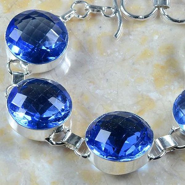 Tpz 263b bracelet topaze iolite bleue bijou argent 925 vente achat