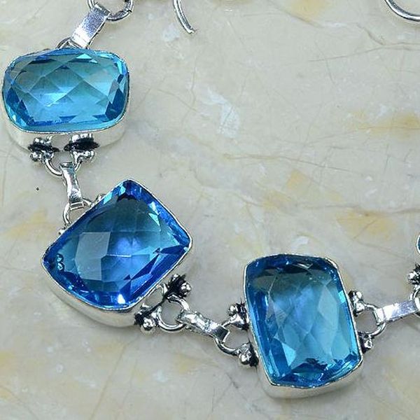 Tpz 264b bracelet topaze iolite bleue bijou argent 925 vente achat