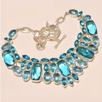 Tpz 273a collier parure sautoir topaze bleue suisse bijou argent 925 vente achat