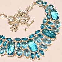 Tpz 273c collier parure sautoir topaze bleue suisse bijou argent 925 vente achat