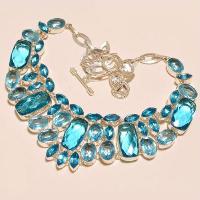 Tpz 273d collier parure sautoir topaze bleue suisse bijou argent 925 vente achat