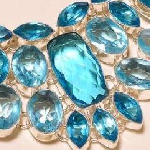 Tpz 273e collier parure sautoir topaze bleue suisse bijou argent 925 vente achat