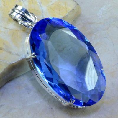 Tpz 300a pendentif pierre topaze bleu suisse gemme lithotherapie bijou argent 925 vente achat