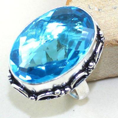 Tpz 307a bague t55 topaze bleu suisse gemme taille lithotherapie bijou argent 925 vente achat