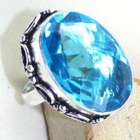 Tpz 307b bague t55 topaze bleu suisse gemme taille lithotherapie bijou argent 925 vente achat 1