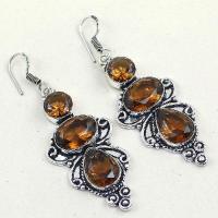 Tpz 311a boucles pendant oreilles topaze champagne imperiale bijou argent 925 vente achat