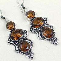 Tpz 311c boucles pendant oreilles topaze champagne imperiale bijou argent 925 vente achat