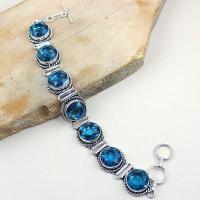 Tpz 322a bracelet topaze quartz bleue iolite suisse bijou argent 925 vente achat