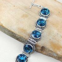 Tpz 322b bracelet topaze quartz bleue iolite suisse bijou argent 925 vente achat