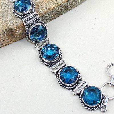 Tpz 322c bracelet topaze quartz bleue iolite suisse bijou argent 925 vente achat