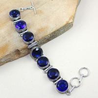 Tpz 323a bracelet topaze quartz bleue tanzanite bijou argent 925 vente achat