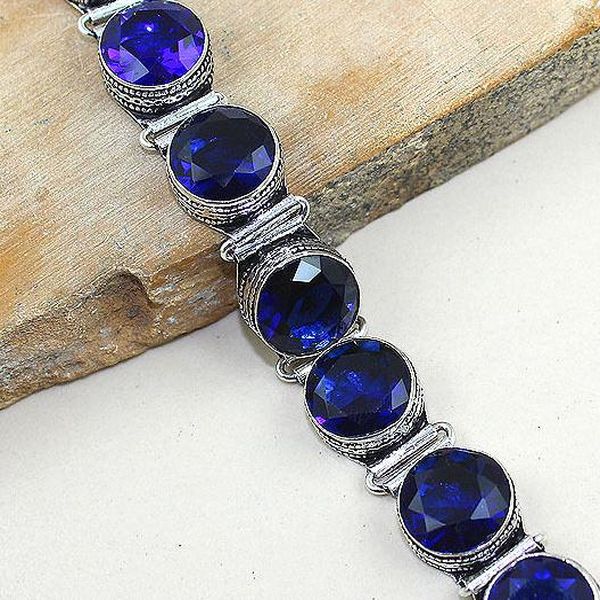 Tpz 323c bracelet topaze quartz bleue tanzanite bijou argent 925 vente achat