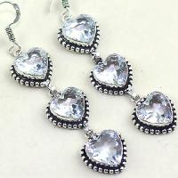 Tpz 332c boucles coeur pendant oreilles topaze quartz blanche cristal bijou argent 925 vente achat