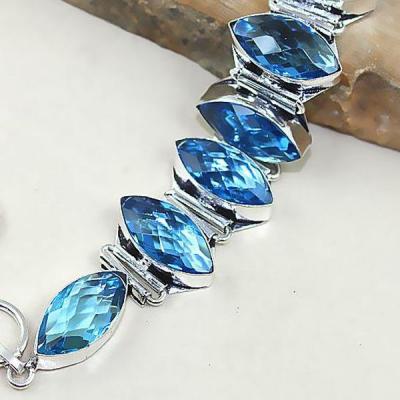 Tpz 333b bracelet topaze quartz bleue tanzanite bijou argent 925 vente achat