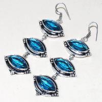 Tpz 336c boucles pendant oreilles topaze quartz bleue suisse bijou argent 925 vente achat