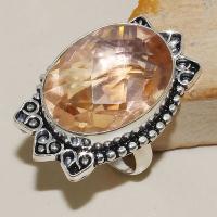 Tpz 337a bague t59 chevaliere topaze rose peche bijoux medievale argent 925 vente achat