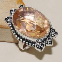 Tpz 337b bague t59 chevaliere topaze rose peche bijoux medievale argent 925 vente achat