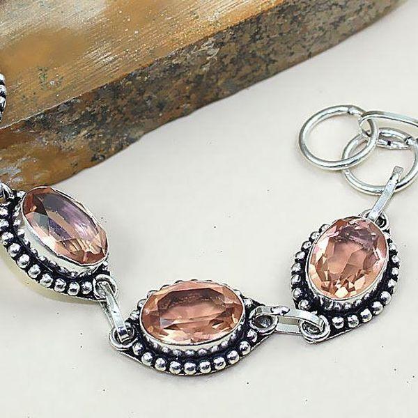 Tpz 341c bracelet topaze quartz peche champagne bijou argent 925 vente achat