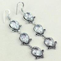 Tpz 349a boucles pendant oreilles topaze blanche cristal bijou argent 925 vente achat