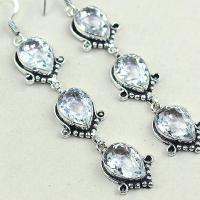 Tpz 349c boucles pendant oreilles topaze blanche cristal bijou argent 925 vente achat