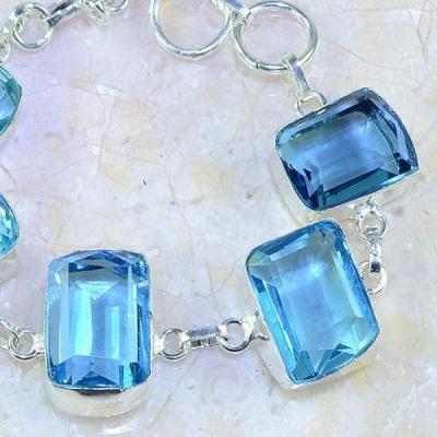 Tpz 361a bracelet topaze quartz bleue tanzanite bijou argent 925 vente achat