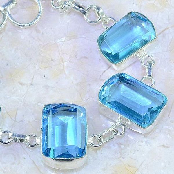 Tpz 361c bracelet topaze quartz bleue tanzanite bijou argent 925 vente achat