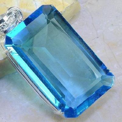 Tpz 362c pendentif pierre topaze bleu suisse gemme lithotherapie bijou argent 925 vente achat