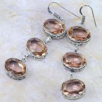 Tpz 365b boucles pendant oreilles topaze champagne bijou argent 925 vente achat