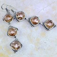 Tpz 367a boucles pendant oreilles topaze champagne bijou argent 925 vente achat