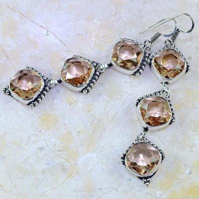 Tpz 367a boucles pendant oreilles topaze champagne bijou argent 925 vente achat