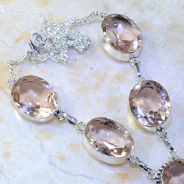 Tpz 376c collier sautoir parure topaze rose pink bijou argent 925 vente achat