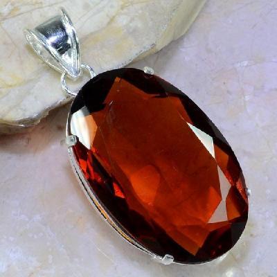 Tpz 380c pendentif pierre topaze cognac gemme lithotherapie bijou argent 925 vente achat