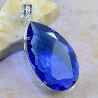 Tpz 383a pendentif pierre bleue iolite gemme lithotherapie bijou argent 925 vente achat