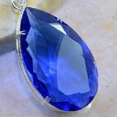 Tpz 383c pendentif pierre bleue iolite gemme lithotherapie bijou argent 925 vente achat