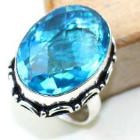 Tpz 384a bague t57 medievale chevaliere topaze bleue suisse bijoux argent 925 vente achat