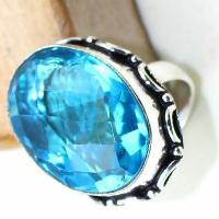 Tpz 384c bague t57 medievale chevaliere topaze bleue suisse bijoux argent 925 vente achat