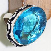 Tpz 385c bague t59 medievale chevaliere topaze bleue suisse bijoux argent 925 vente achat