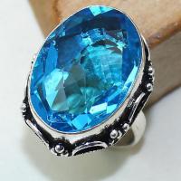 Tpz 387a bague t57 medievale chevaliere topaze bleue suisse bijoux argent 925 vente achat